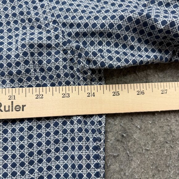 Brooks Brothers Linen Camp Shirt Men L Blue Geometric Short Sleeve Cotton Blend - Picture 8 of 11
